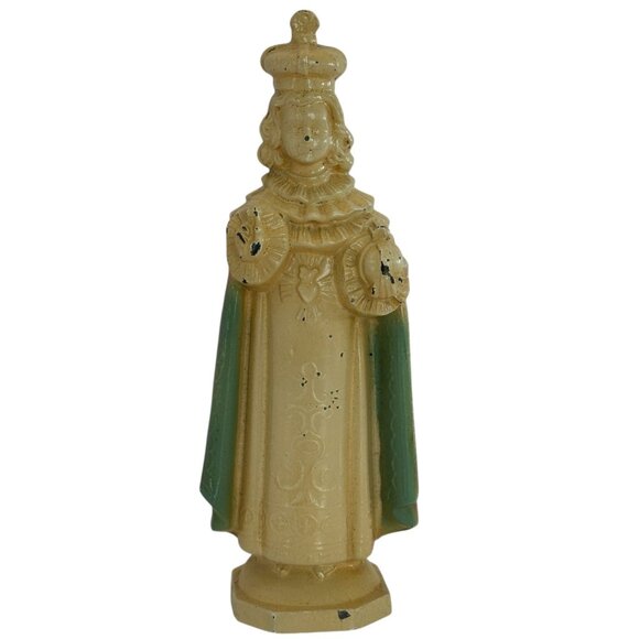D C Overbagh Infant Of Prague Figurine Statue Catholic Statue Cast Metal 5" Vtg - Picture 1 of 16